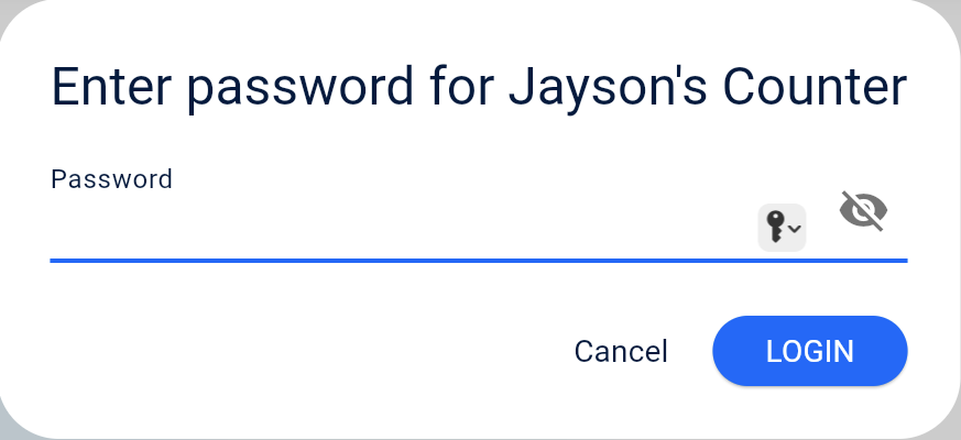 Point Hunt - Customer Points System - Counter user password screen