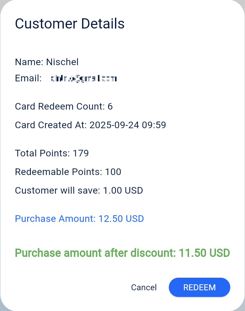 Point Hunt - Loyalty program system - Customer details popup