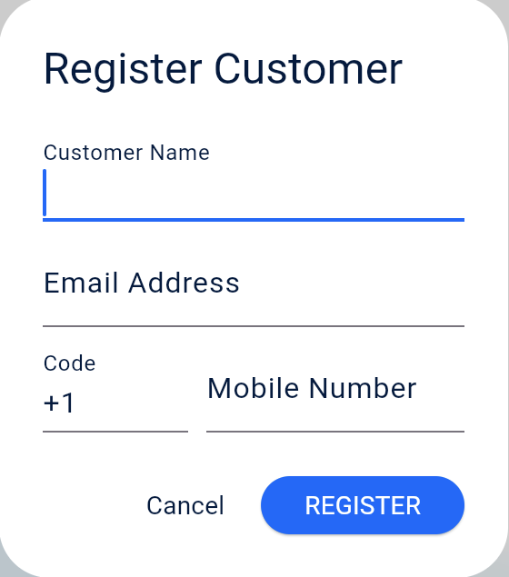 Point Hunt - Reward Program - Register customer screen
